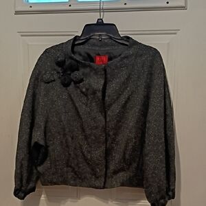 Elle Charcoal Blazer with Floral Detail